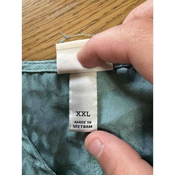 A New Day Teal Tiered Babydoll Dress‎ V Neck Lagenlook Size XXL Metalic Flowing - Picture 6 of 11